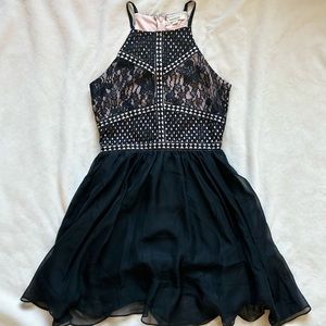 Black mesh lace dress